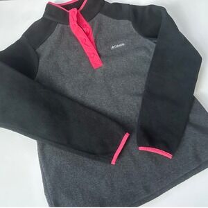 Columbia Womens Benton Springs Snap Fleece Pullover Charcoal Black Pink M